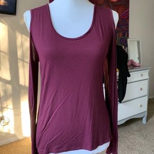 Maroon cold shoulder top